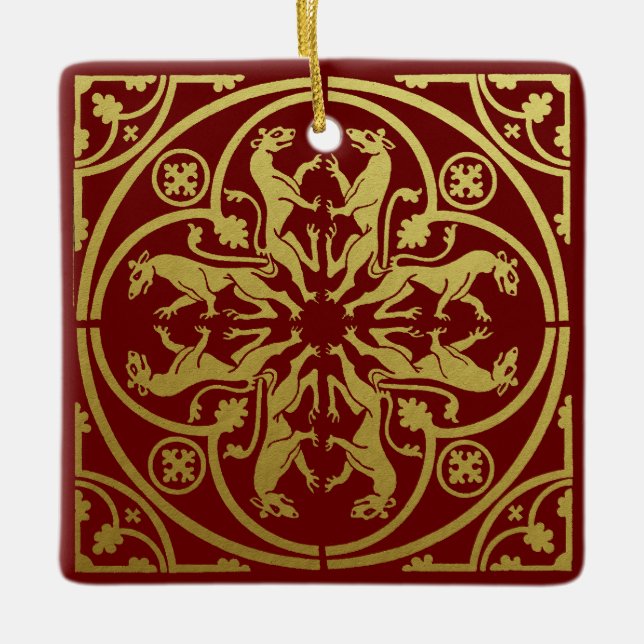 Medieval Renaissance Herald Lion Leopard Metallic  Ceramic Ornament (Front)