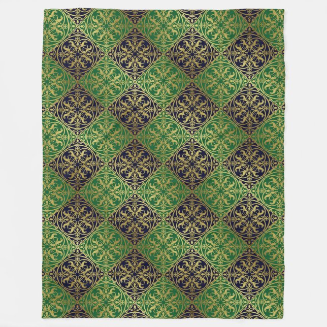 Medieval Renaissance Herald Lion Leopard Metallic  Fleece Blanket (Front)