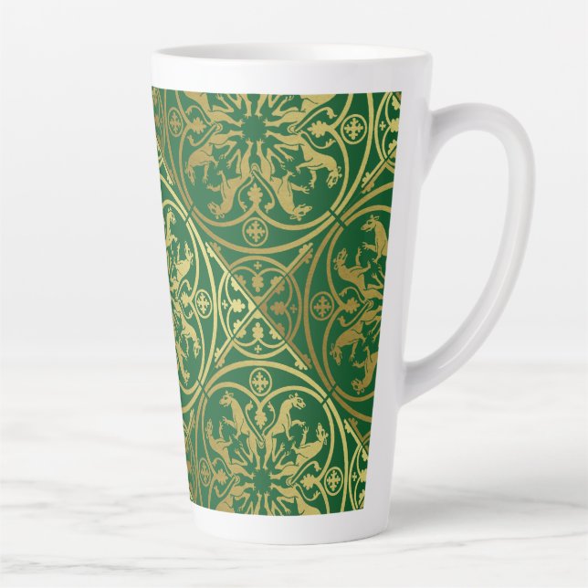 Medieval Renaissance Herald Lion Leopard Metallic  Latte Mug (Right)