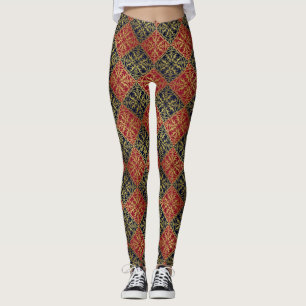 Medieval Renaissance Herald Lion Leopard Metallic Leggings