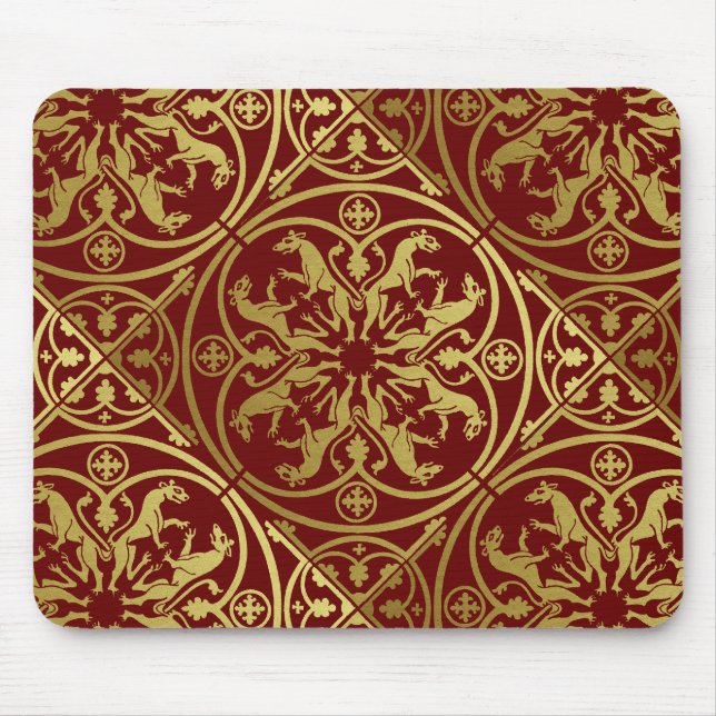 Medieval Renaissance Herald Lion Leopard Metallic  Mouse Pad (Front)