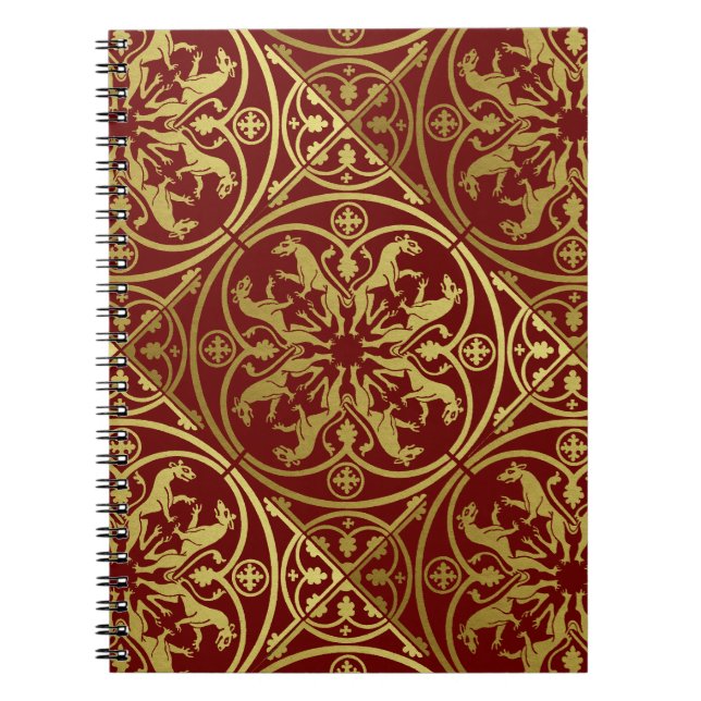Medieval Renaissance Herald Lion Leopard Metallic  Notebook (Front)
