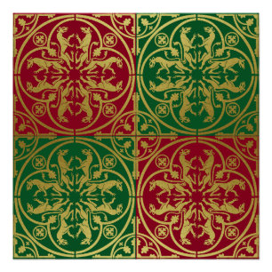 Medieval Renaissance Herald Lion Leopard Metallic  Poster