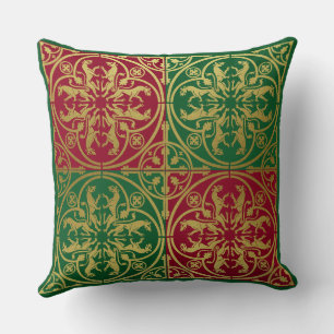 Medieval Renaissance Herald Lion Leopard Metallic  Throw Pillow