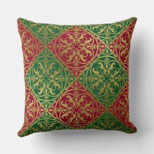 Medieval Renaissance Herald Lion Leopard Metallic  Throw Pillow