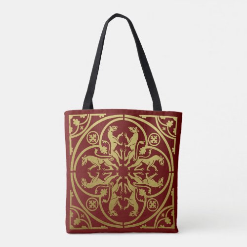 Medieval Renaissance Herald Lion Leopard Metallic  Tote Bag