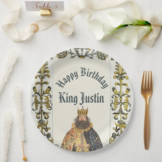 Medieval Renaissance King Birthday Paper Plates (Wedding)