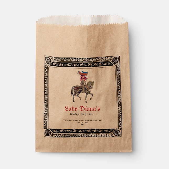 Medieval Renaissance Knight Renfaire Baby Shower Favor Bag (Front)