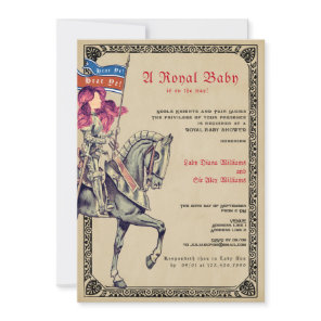Medieval Renaissance Knight Renfaire Baby Shower Invitation