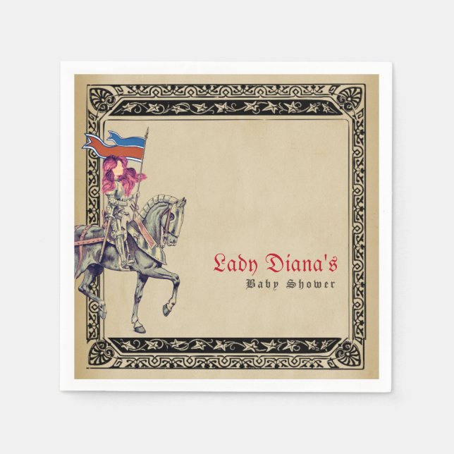 Medieval Renaissance Knight Renfaire Baby Shower Napkins (Front)