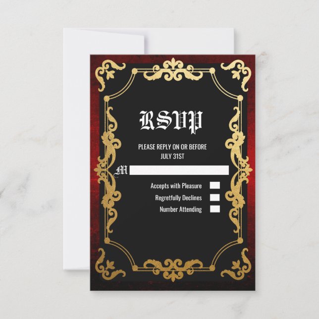 Medieval Renaissance Middle Ages Goth RSVP card (Front)