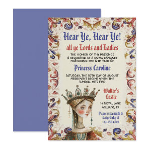 Medieval Renaissance Princess Birthday Invitation