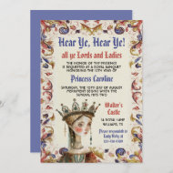 Medieval Renaissance Princess Birthday Invitation