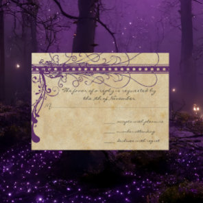 Medieval Renaissance Purple Faux Parchment  Invitation