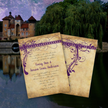 Medieval Renaissance Purple Faux Parchment Invitation by samack at Zazzle