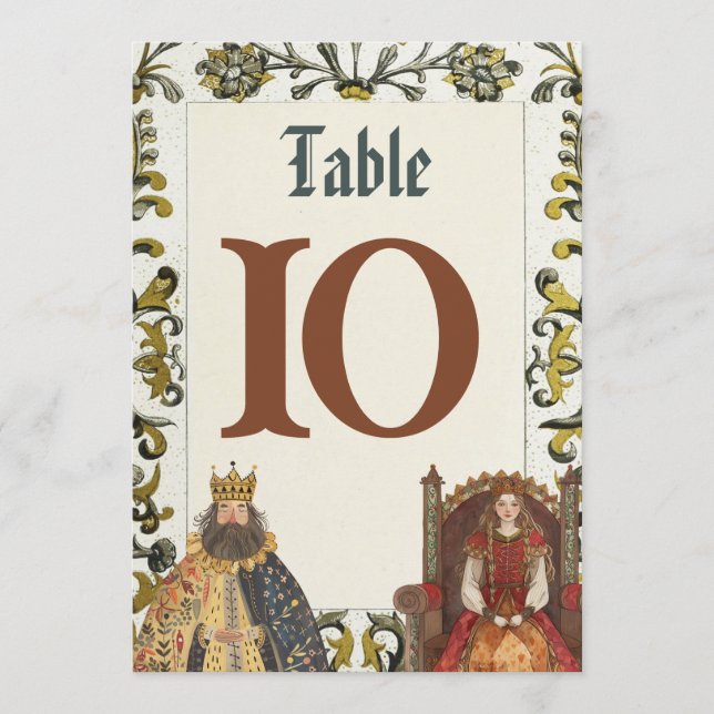 Medieval Renaissance Royal Wedding Table Numbers (Front)