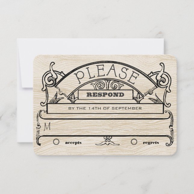 Medieval Renaissance Rustic Wood Pattern RSVP Card (Front)