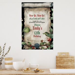 Medieval Renaissance Scroll Birthday Poster
