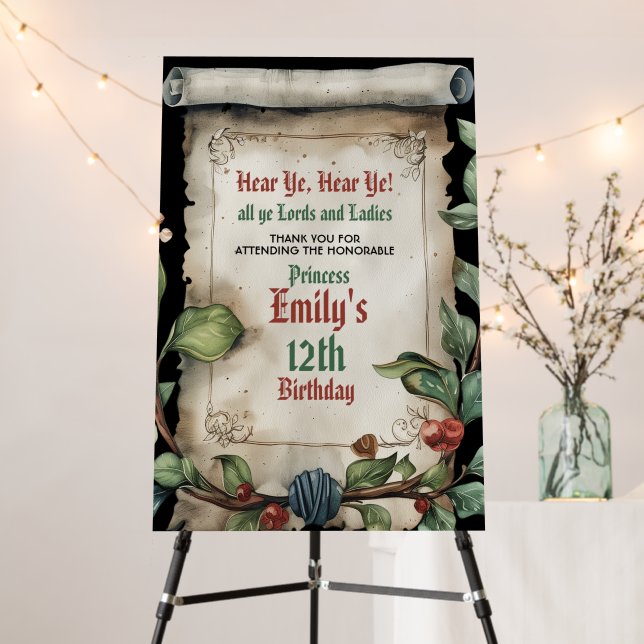 Medieval Renaissance Scroll Birthday Welcome Sign (In Situ (Stand))