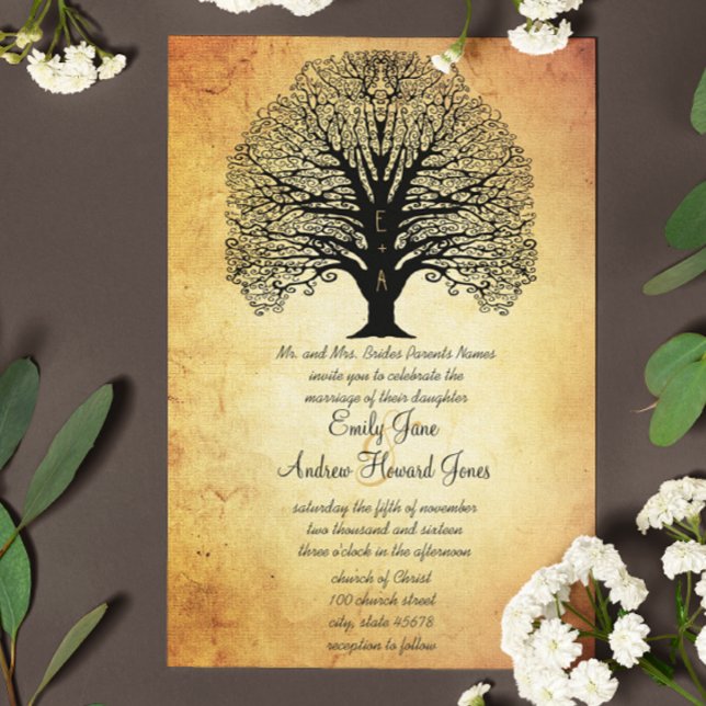 Medieval Renaissance Swirl Tree Wedding  Invitation (Creator Uploaded)