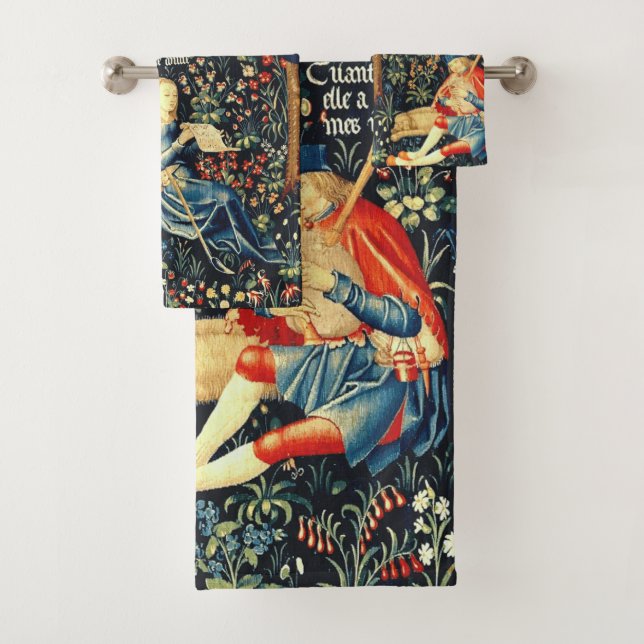 Medieval Renaissance Tapestry  Shepherds and Sheep Bath Towel Set (Insitu)
