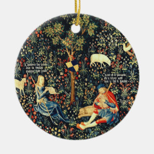 Medieval Renaissance Tapestry  Shepherds and Sheep Ceramic Ornament