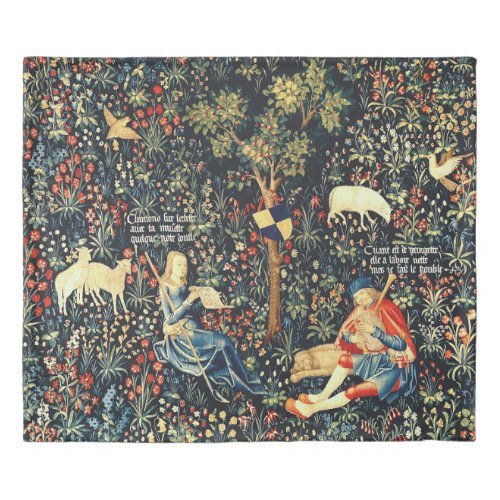 Medieval Renaissance Tapestry  Shepherds and Sheep Duvet Cover