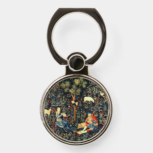 Medieval Renaissance Tapestry  Shepherds and Sheep Phone Ring Stand (Front)