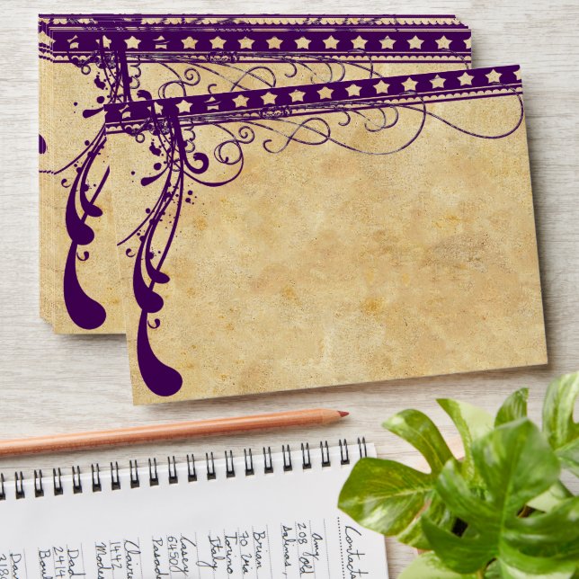Medieval Renaissance Ultra Violet Purple Wedding Envelope (Stacked)