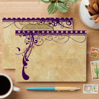 Medieval Renaissance Ultra Violet Purple Wedding Envelope