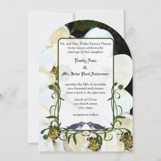 Medieval Renaissance Vintage Bird Magnolia Wedding Invitation
