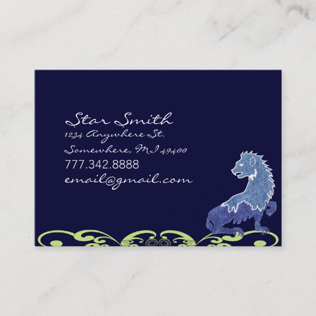 Medieval Renaissance Vintage Blue Lion Business Card (Front)