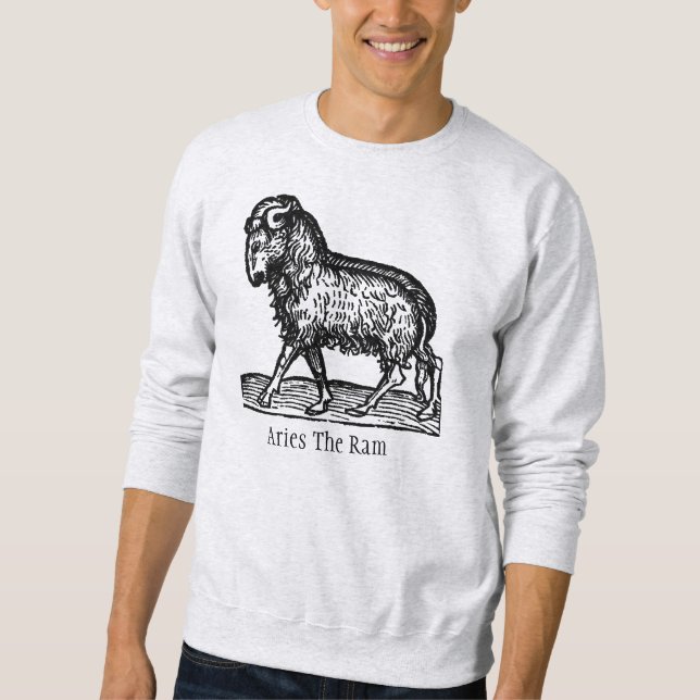 Medieval Renaissance Zodiac Symbol Aries Ram Sweatshirt (Front)