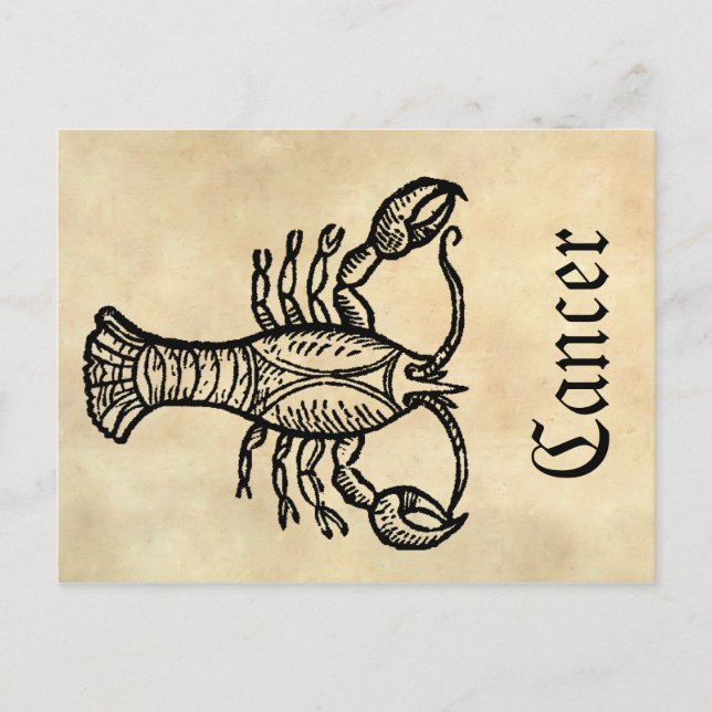 Medieval Renaissance Zodiac Symbol Cancer Postcard (Front)