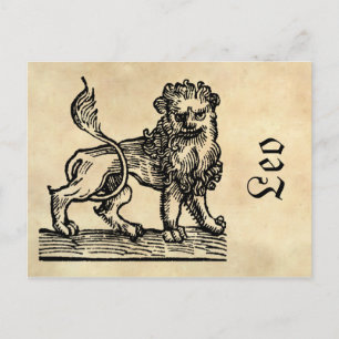 Medieval Renaissance Zodiac Symbol Leo The Lion Postcard