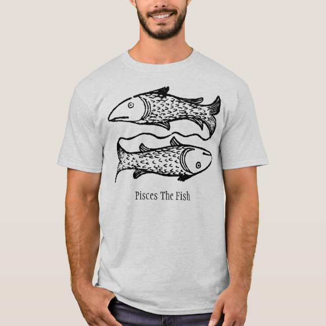 Medieval Renaissance Zodiac Symbol Pisces Fish T-Shirt (Front)