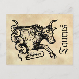 Medieval Renaissance Zodiac Symbol Taurus Postcard