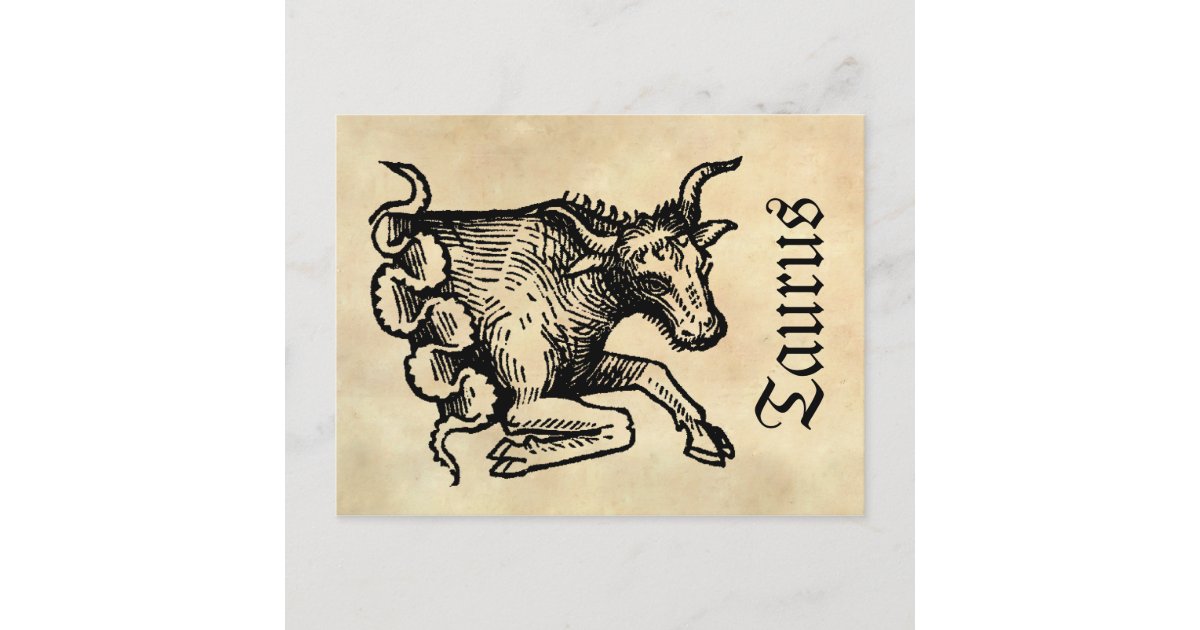 Medieval Renaissance Zodiac Symbol Taurus Postcard | Zazzle