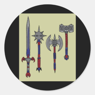 Medieval Retro Vintage Sword Classic Round Sticker