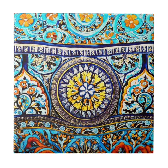 Medieval Roman Italian Spanish Majolica Floral Ceramic Tile (Front)