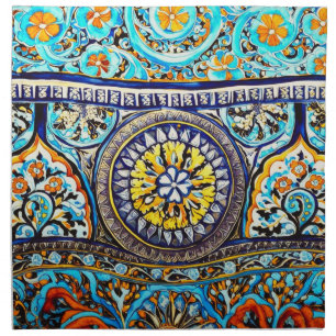 Medieval Roman Italian Spanish Majolica Floral Cloth Napkin