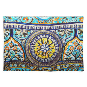 Medieval Roman Italian Spanish Majolica Floral Cloth Placemat