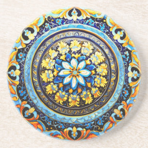 Medieval Roman Italian Spanish Majolica Floral Coaster