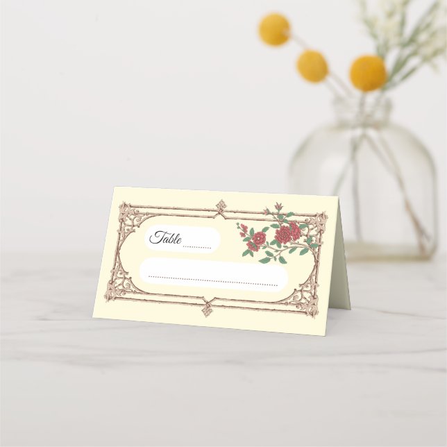 Medieval Romantic Wedding Folded Place Card (Front)