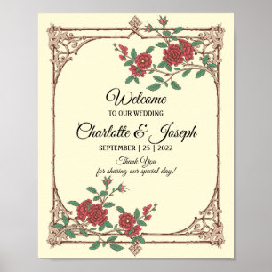 Medieval Romantic Wedding Welcome Sign Poster
