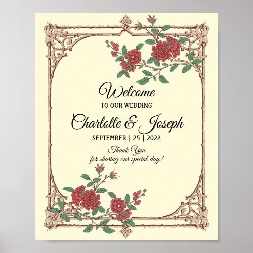 Medieval Romantic Wedding Welcome Sign Poster