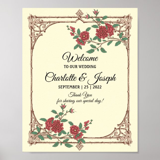 Medieval Romantic Wedding Welcome Sign Poster (Front)