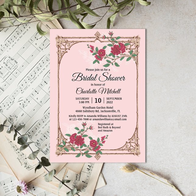 Medieval Romantic with Wooden Frame Bridal Shower Invitation (Creator Uploaded)