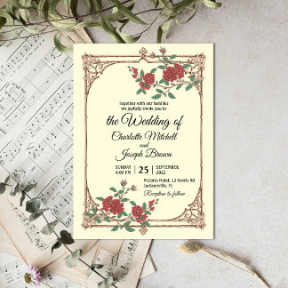 Medieval Romantic with Wooden Frame Wedding Invitation