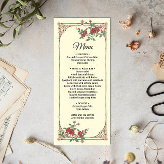 Medieval Romantic with Wooden Frame Wedding Menu